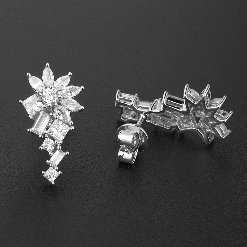 4428E Personality S925 Silver Inlaid 5A Zircon Simple Stud Earrings-Jewearrings