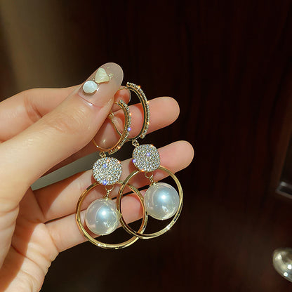 Pearl Circle High-end Niche Earrings-Jewearrings