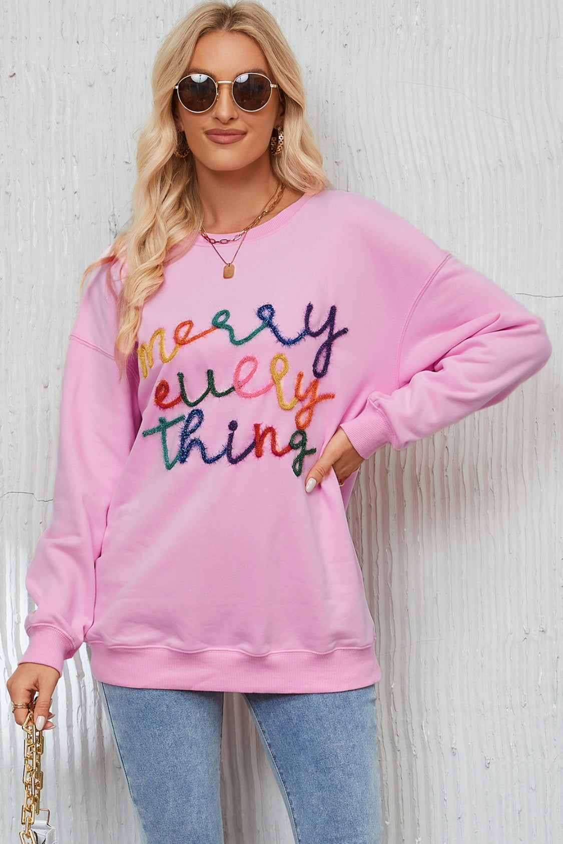 Letter Graphic Dropped Shoulder Sweatshirt-Jewearrings