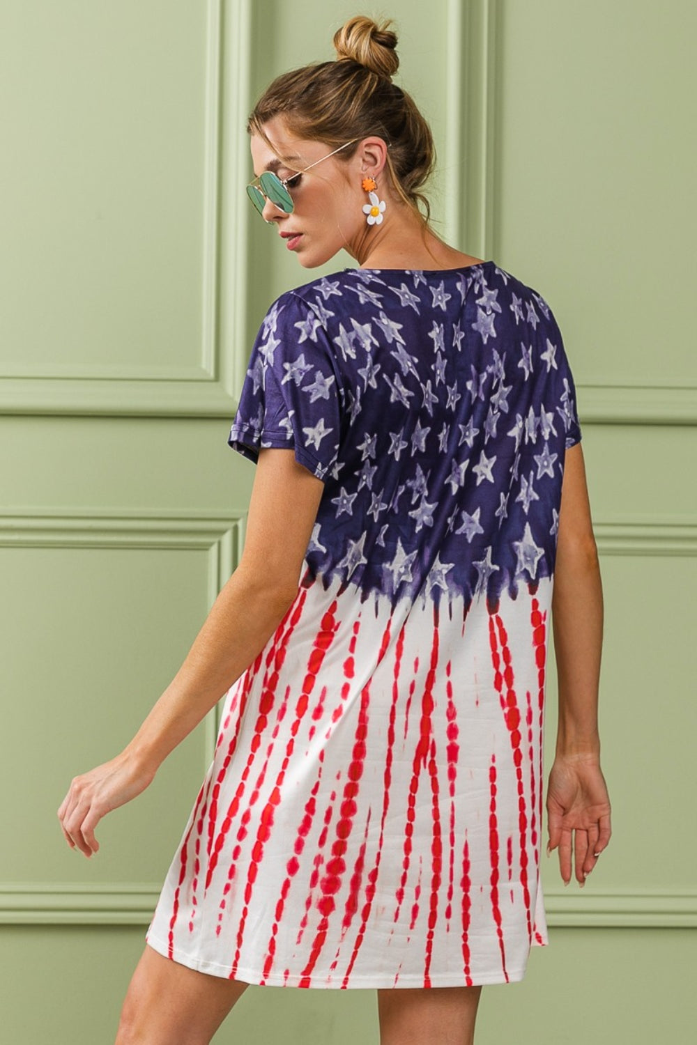 BiBi American Flag Theme Tee Dress-Jewearrings