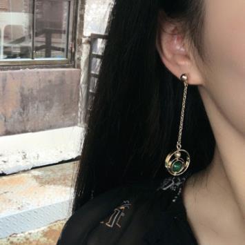 Earrings Simple Asymmetric Emerald Texture Circle Multi-layer-Jewearrings