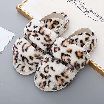 Faux Fur Open Toe Slippers-Jewearrings