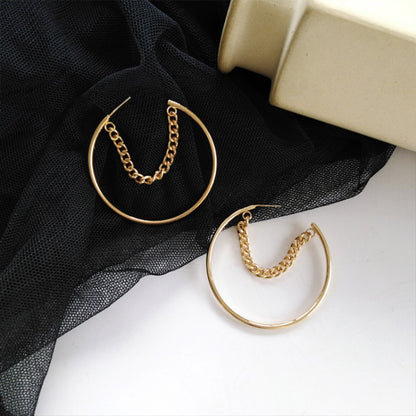 Women's Trendy Style Hoop Chain Earrings-Jewearrings