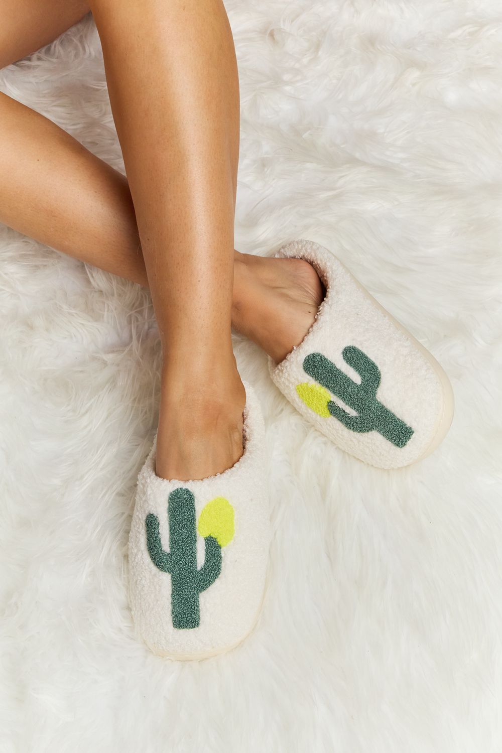 Melody Cactus Plush Slide Slippers-Jewearrings