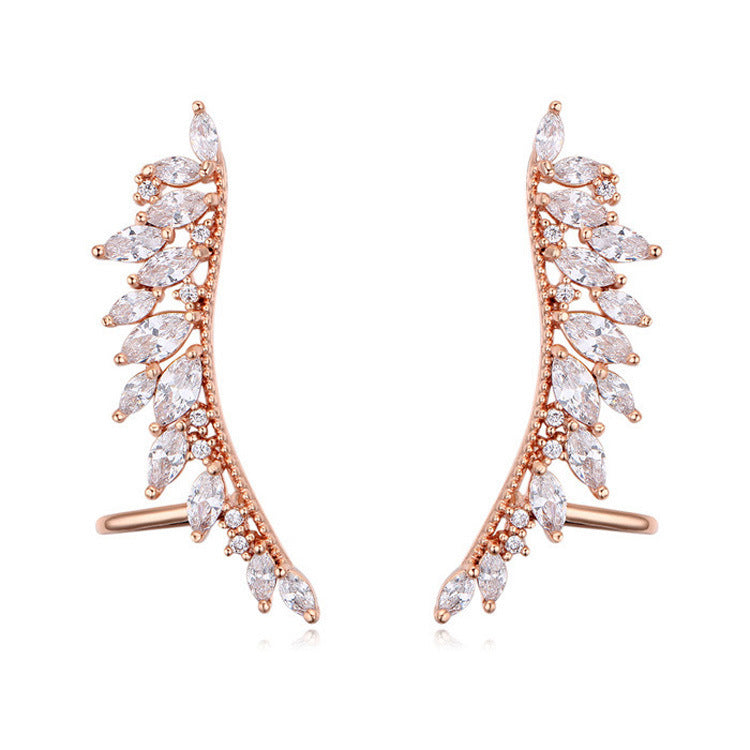 Women's Silver Post Gold Plated Hand Micropaved Zircon Earrings-Jewearrings