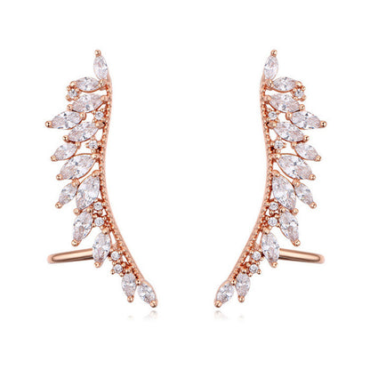 Women's Silver Post Gold Plated Hand Micropaved Zircon Earrings-Jewearrings