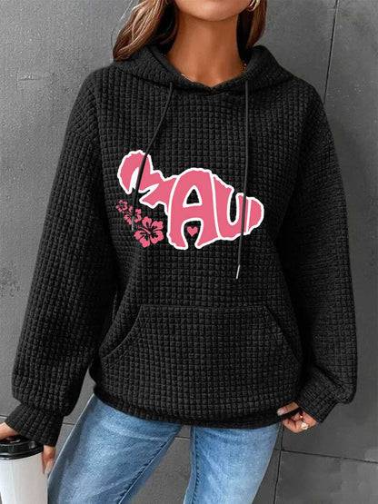 Full Size MAUI Graphic Drawstring Hoodie with Pocket-Jewearrings