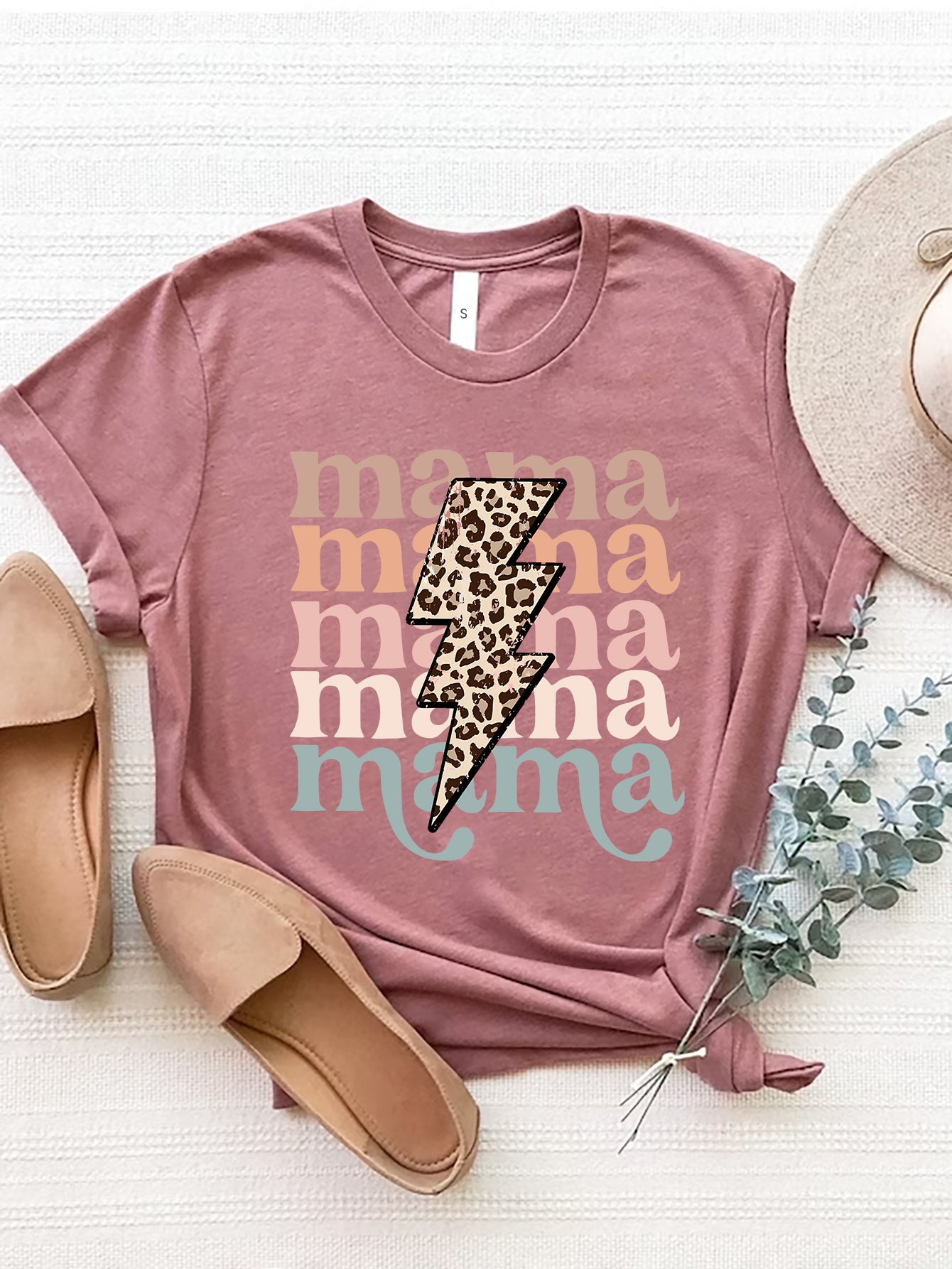 MAMA Round Neck Short Sleeve T-Shirt-Jewearrings