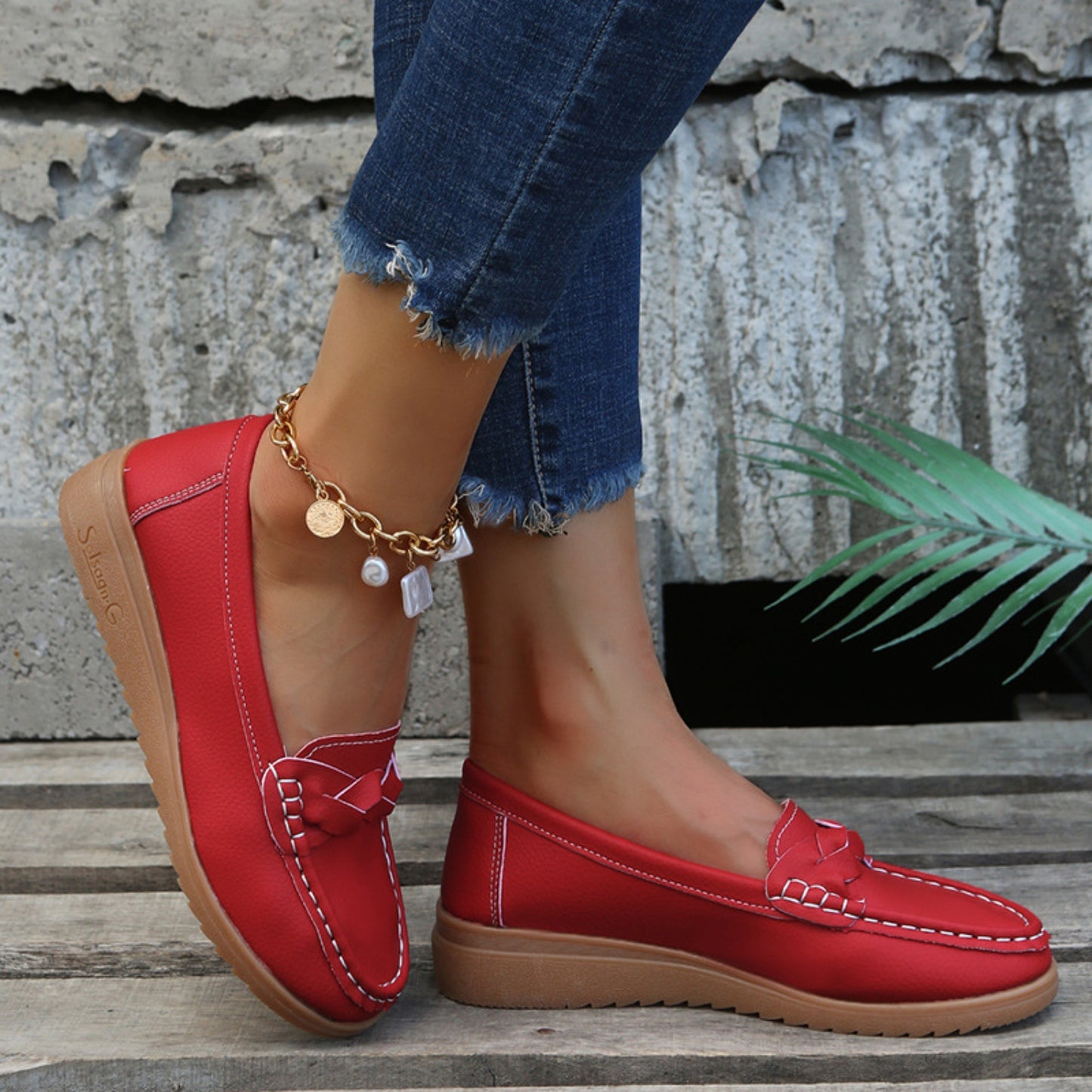 Weave Wedge Heeled Loafers-Jewearrings