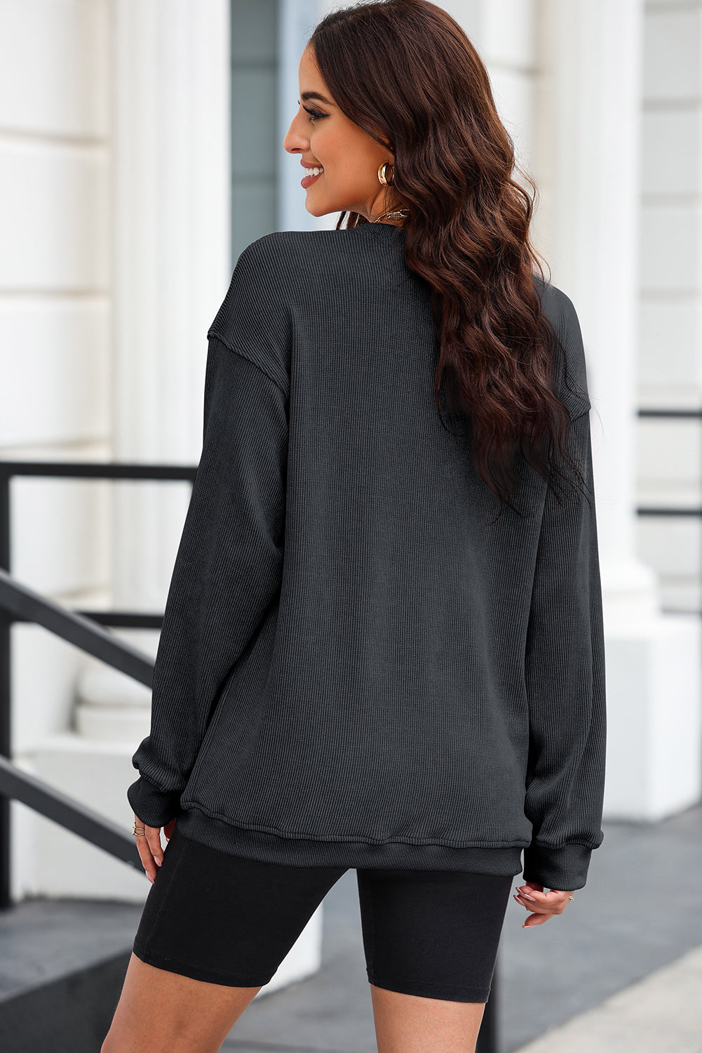 LOVE Round Neck Dropped Shoulder Sweatshirt-Jewearrings