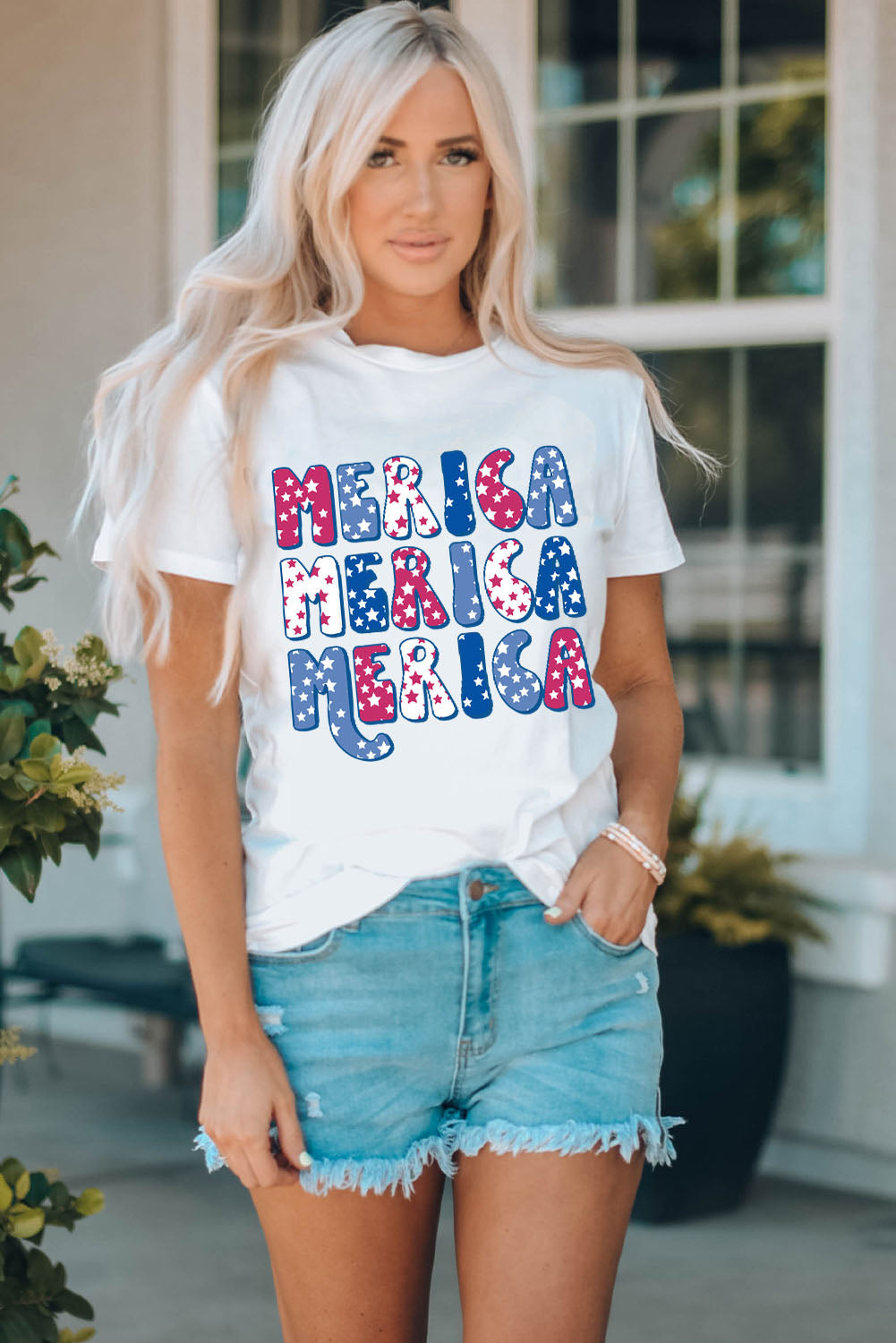 MERICA Graphic Round Neck Tee-Jewearrings