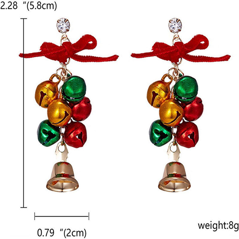 Christmas Fashion Simple Bells Bow Earrings-Jewearrings