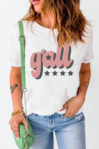 Y'ALL Graphic Round Neck Tee-Jewearrings