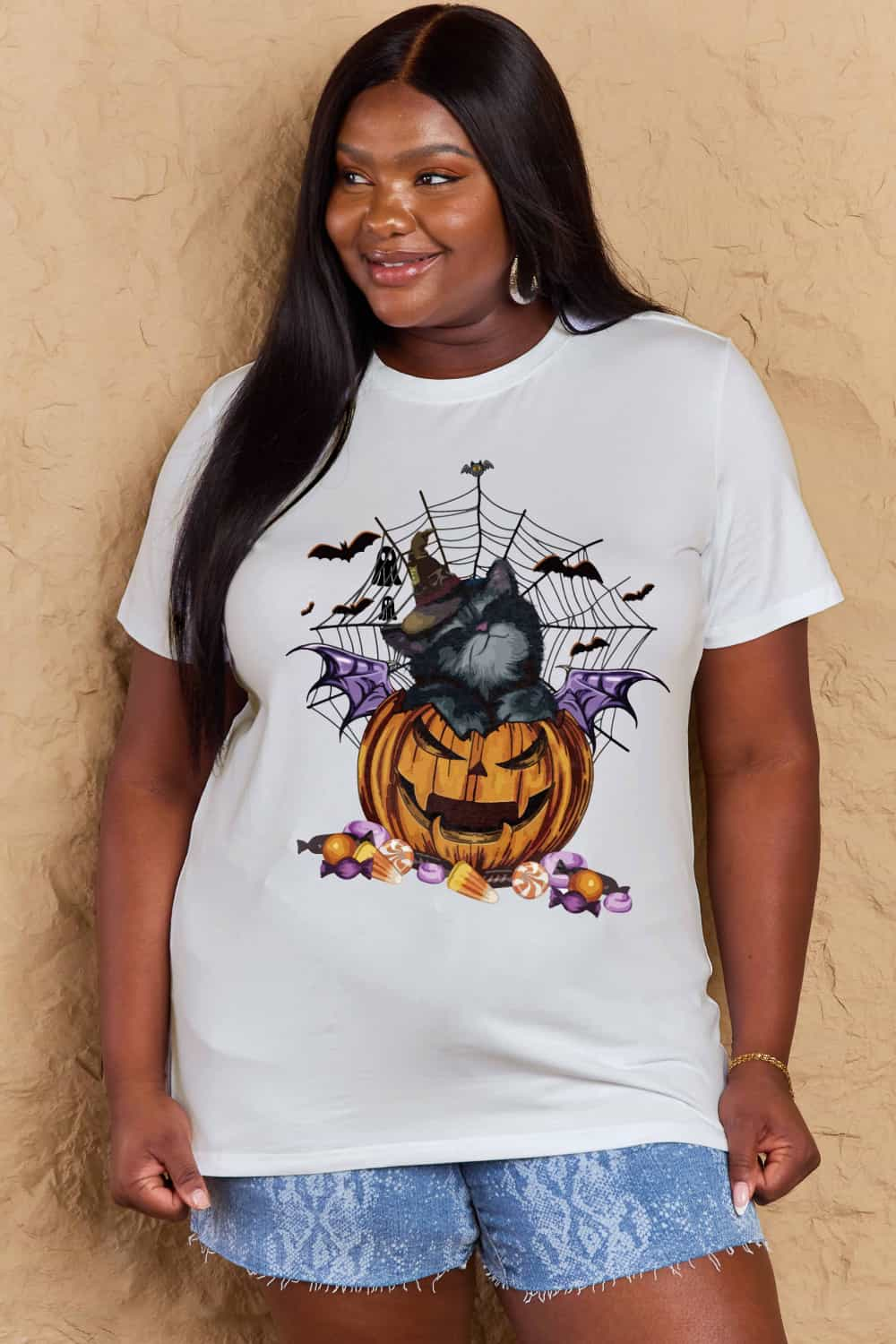 Simply Love Full Size Jack-O'-Lantern Graphic T-Shirt-Jewearrings