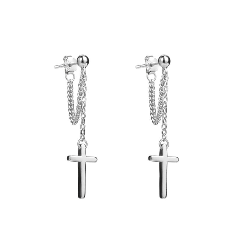 Cross Earrings Sterling Silver Women's Cool Style-Jewearrings