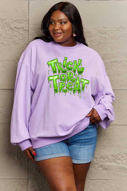 Simply Love Full Size TRICK OR TREAT Graphic Sweatshirt-Jewearrings