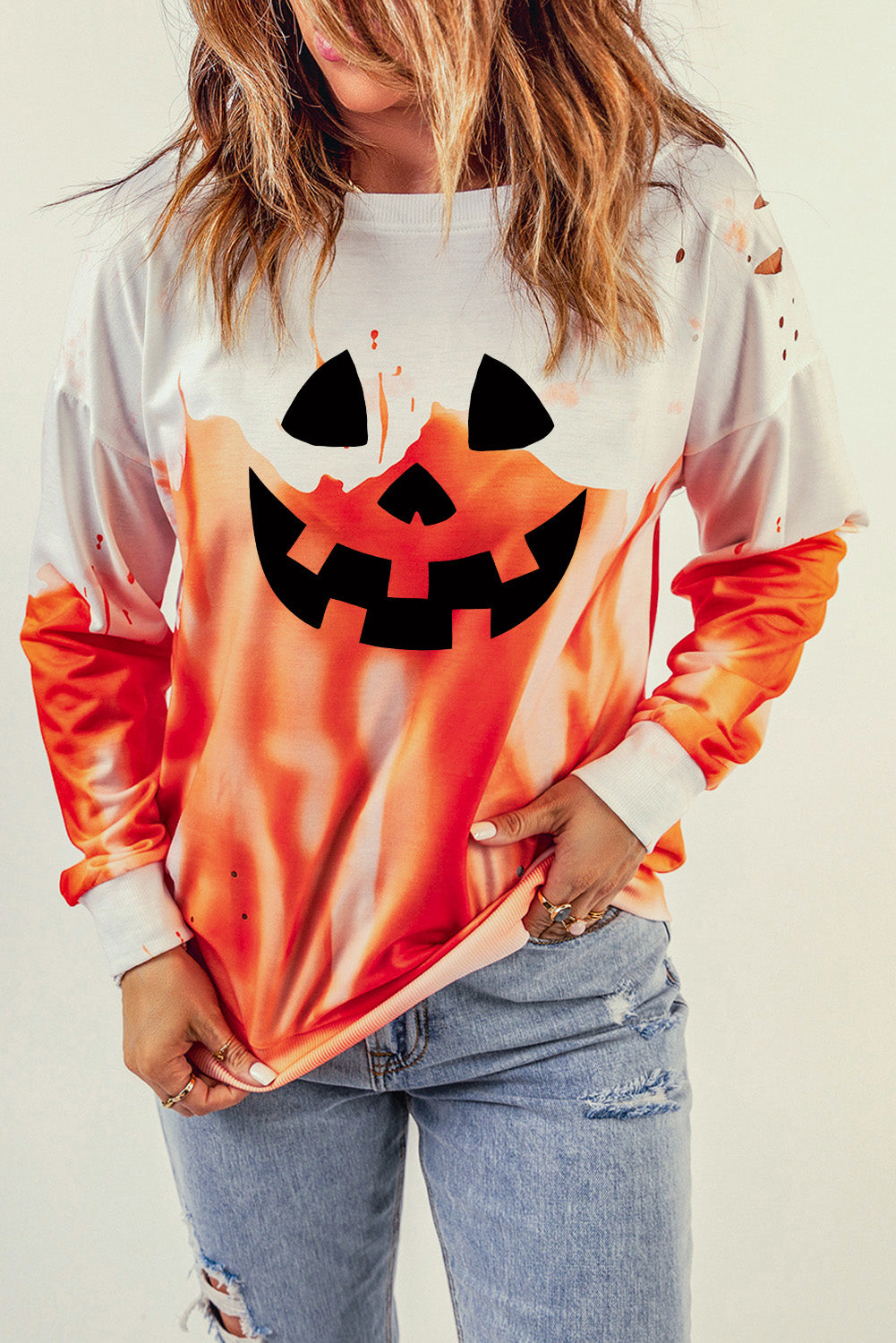 Halloween Theme Round Neck Short Sleeve Sweatshirt-Jewearrings