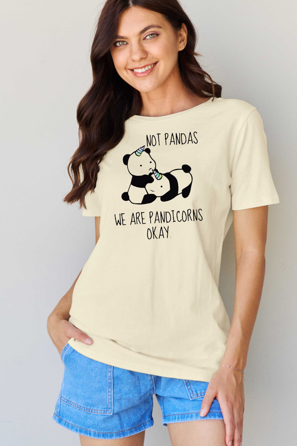 Simply Love Full Size Pandicorn Graphic Cotton T-Shirt-Jewearrings