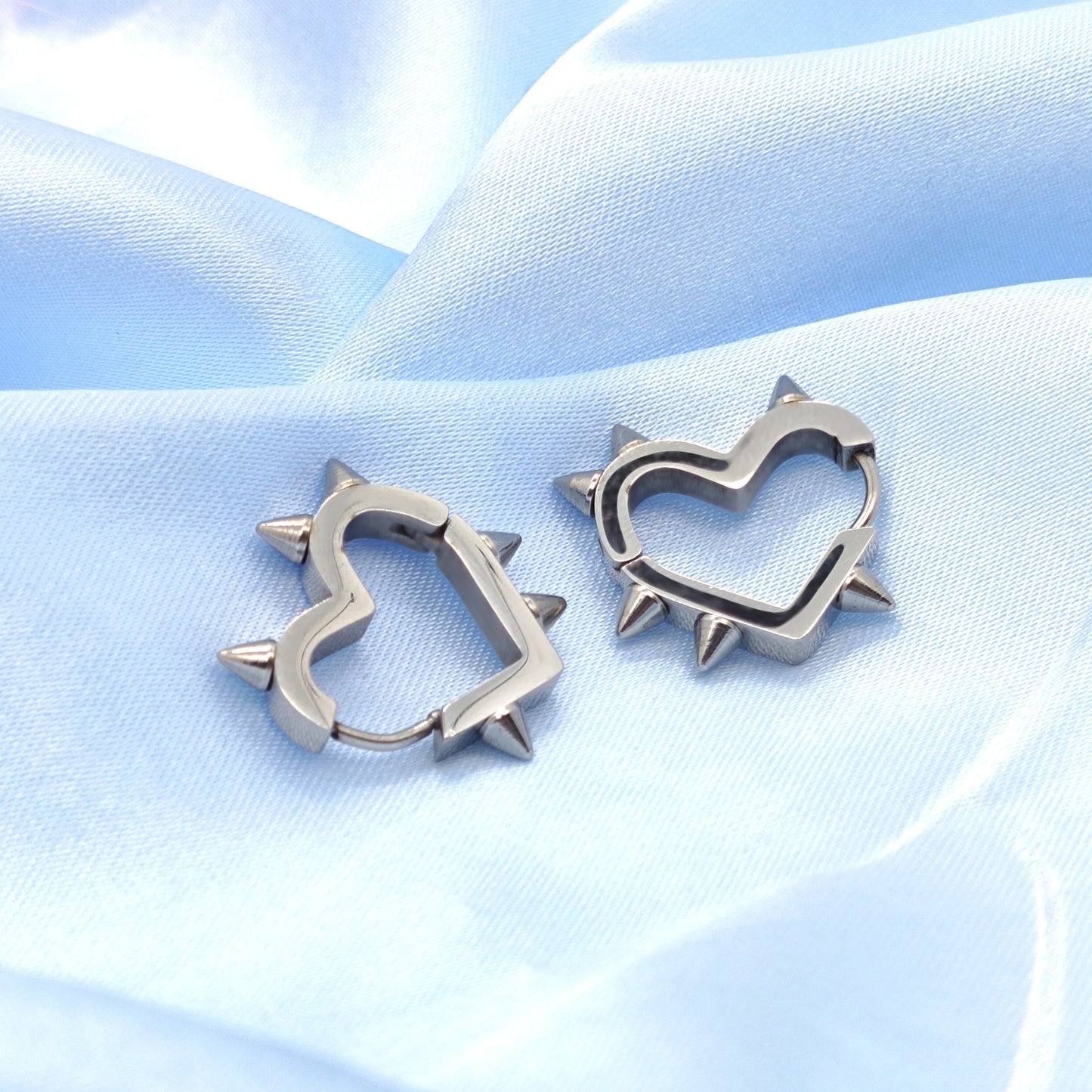 Stainless Steel Love Rivet Earrings Cone Peach Heart Shape Bone Ring Ear Clip-Jewearrings