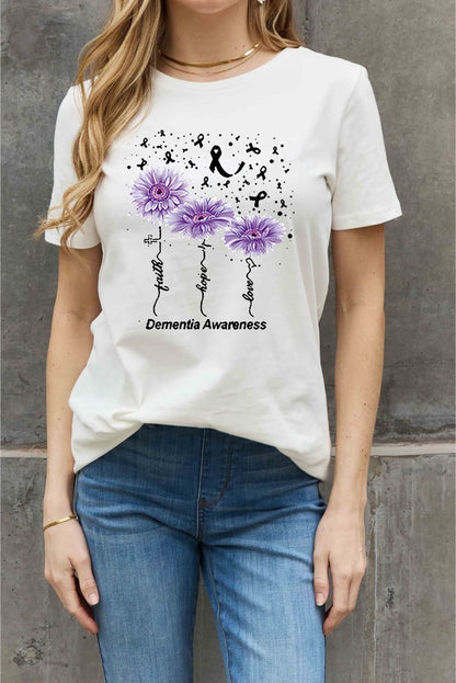 Simply Love Full Size DEMENTIA AWARENESS Graphic Cotton Tee-Jewearrings