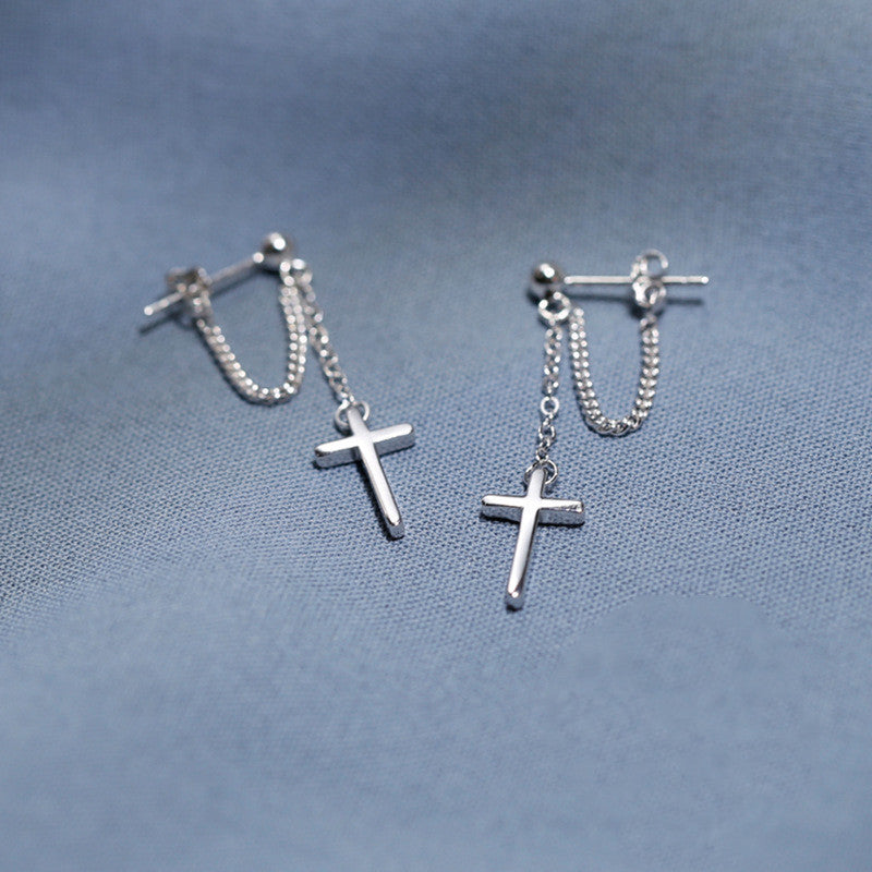 Cross Earrings Sterling Silver Women's Cool Style-Jewearrings