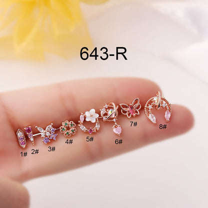 Color Super Fairy Thin Rod Titanium Steel Screw Cartilage Stud Earrings Fashion-Jewearrings