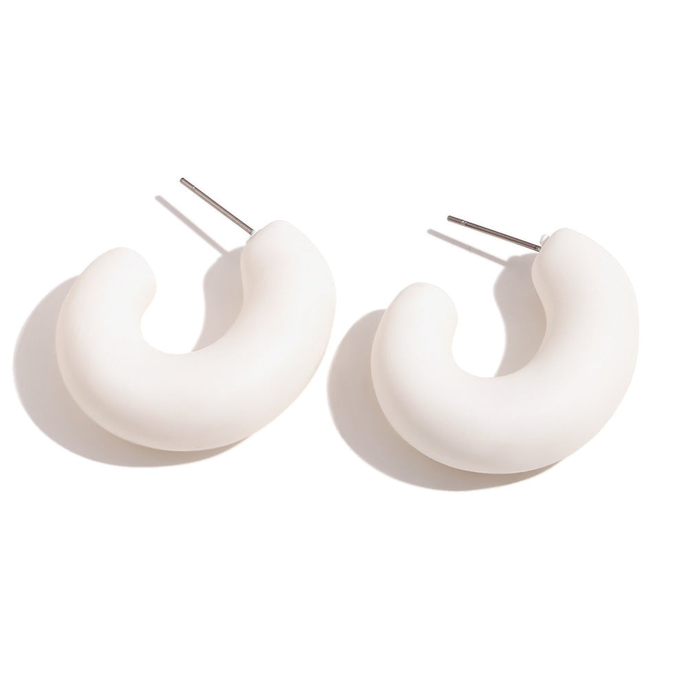 Stainless-steel Needle Color Dopamine ABS Spray Paint Open O-shaped Stud Earrings-Jewearrings