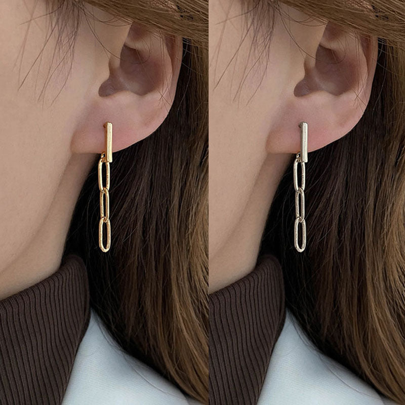 Stud Trendy Paper Clip Earrings-Jewearrings