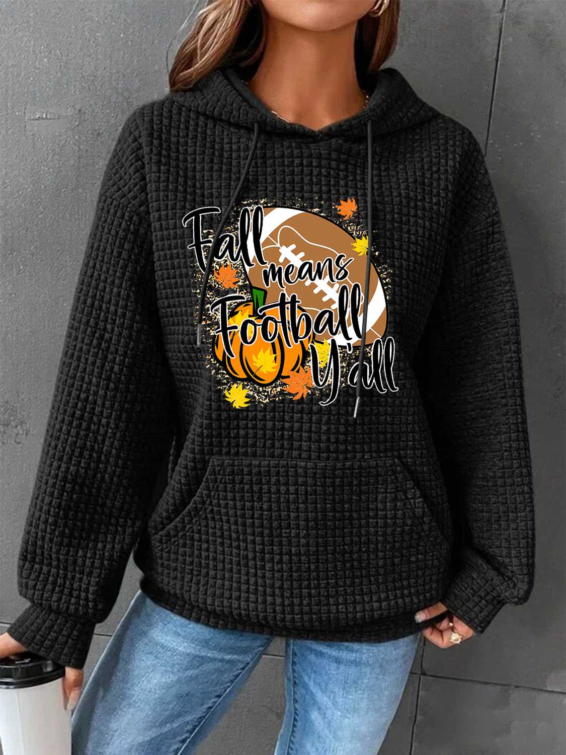 FALL MEANS FOOTBALL Y'ALL Graphic Hoodie-Jewearrings