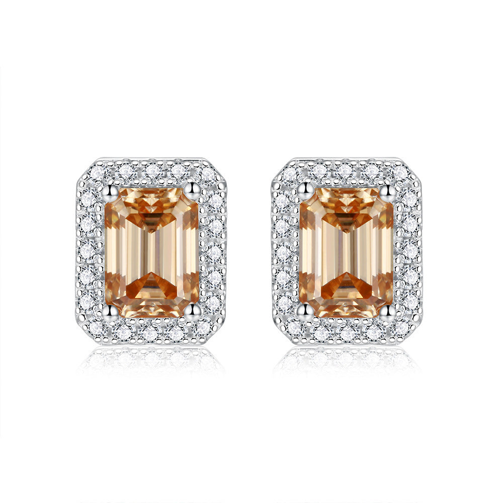 Women's Moissanite Emerald Cut Earrings-Jewearrings