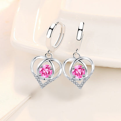 Silver Plated Heart With Dream Buckle Drop Earrings-Jewearrings