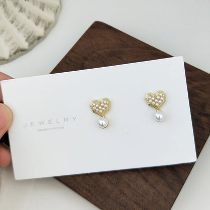 Mini Pearl Geometric Circle Stud Earrings Cold Wind Earrings-Jewearrings