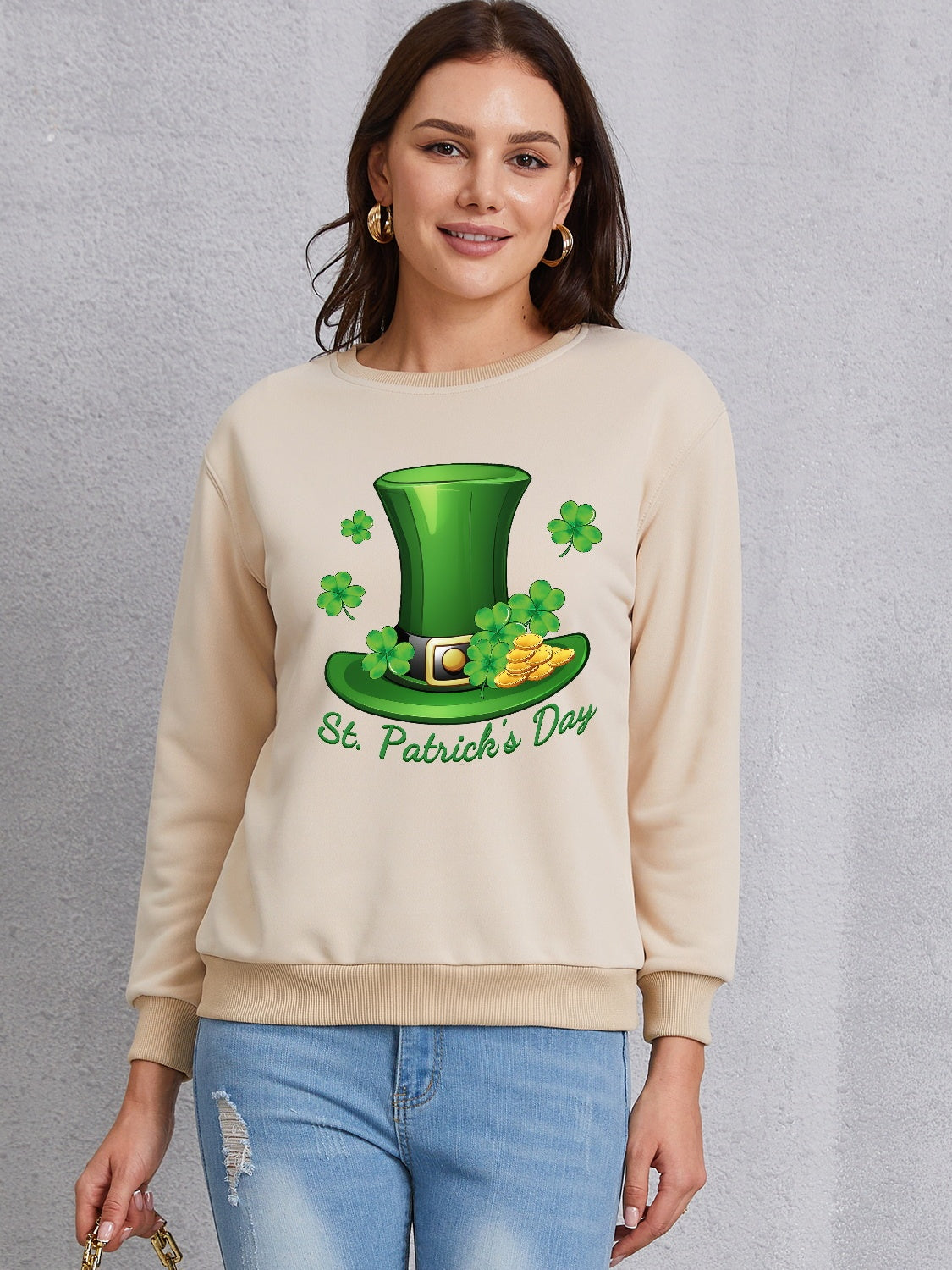 ST. PATRICK'S DAY Round Neck Dropped Shoulder Sweatshirt-Jewearrings