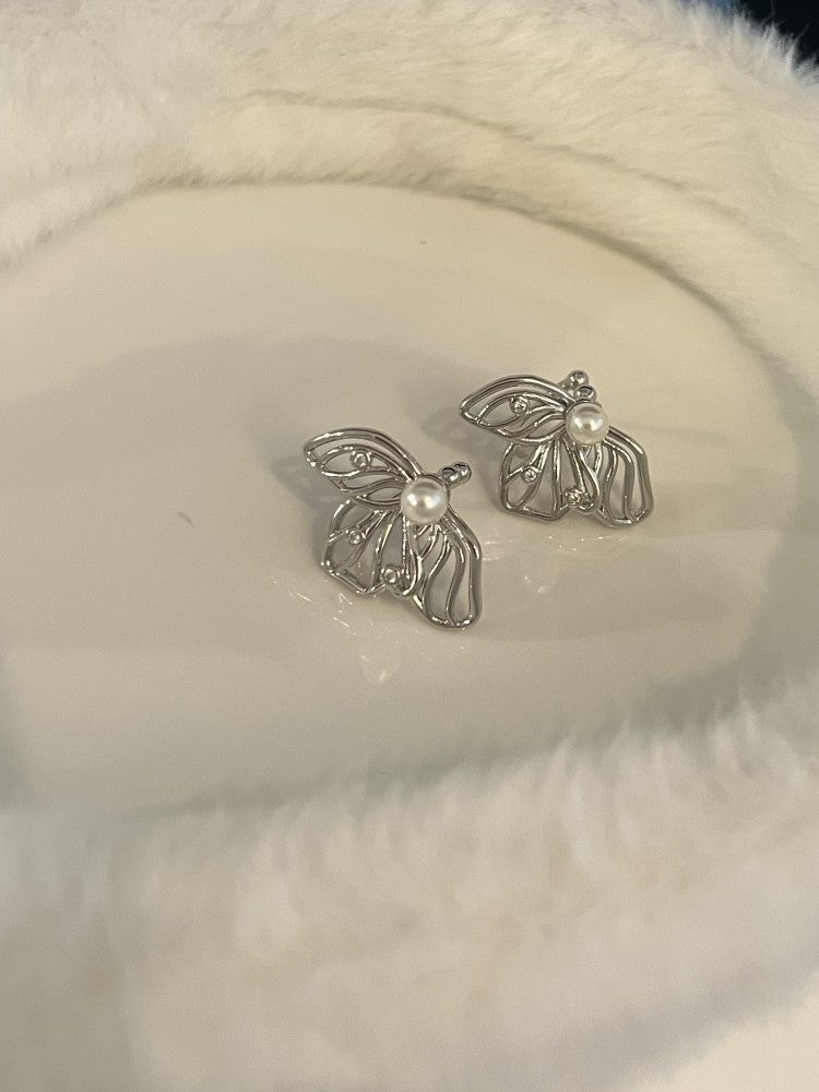 New Chinese Butterfly Pearl Ear Bone Clip Style Niche Earrings-Jewearrings