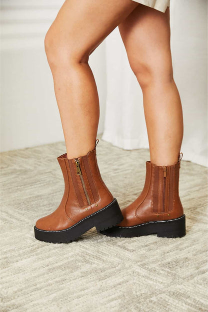 Forever Link Side Zip Platform Boots-Jewearrings