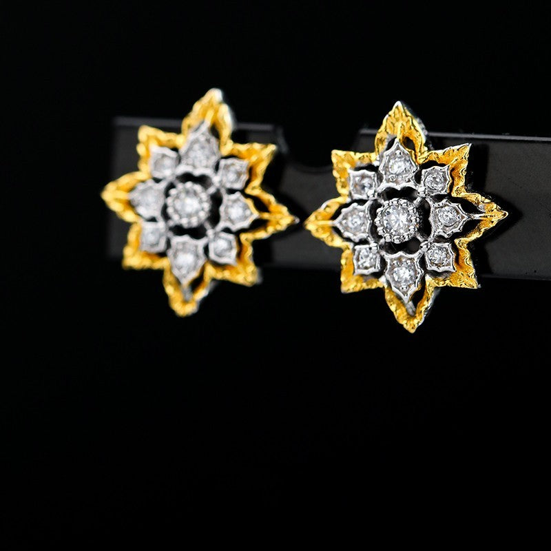 Vintage Sparkling Zircon Earrings S925 Silver Gold-plated-Jewearrings