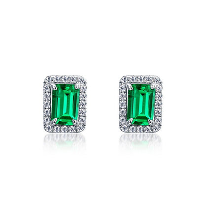 S925 Silver Female Cultivation Emerald Retro Stud Earrings-Jewearrings