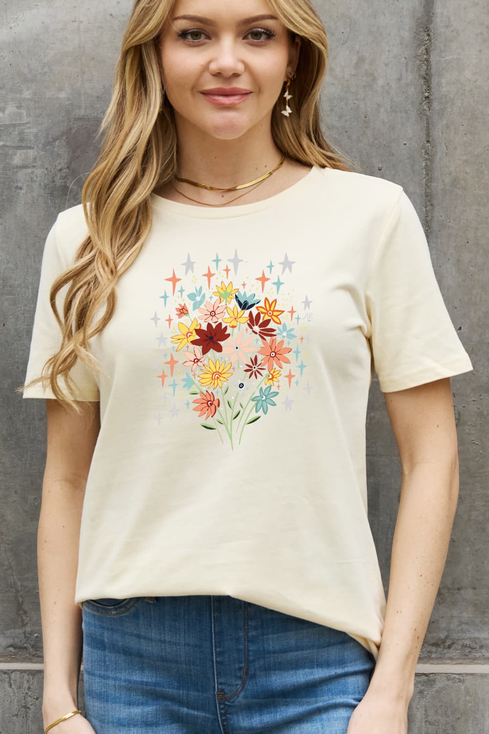 Simply Love Full Size Floral Graphic Cotton Tee-Jewearrings