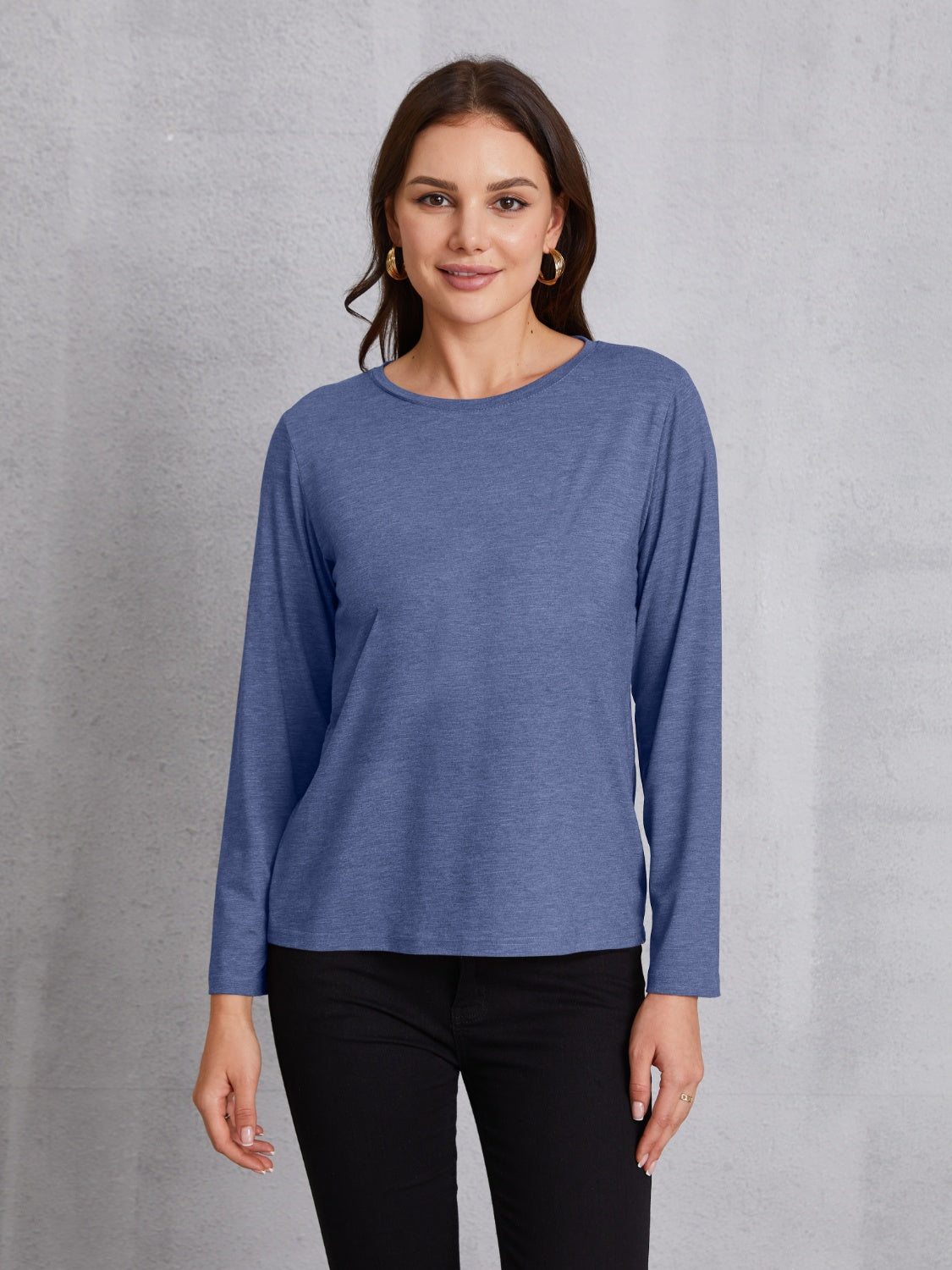 Round Neck Long Sleeve T-shirt-Jewearrings