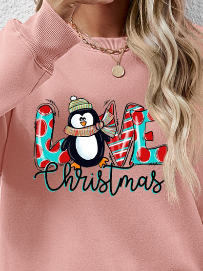 LIVE CHRISTMAS Drop Shoulder Round Neck Sweatshirt-Jewearrings