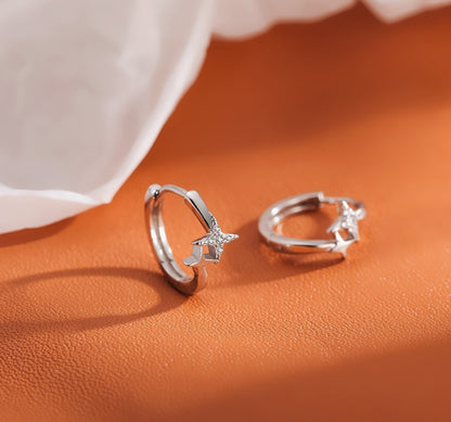 Women's S925 Sterling Silver Twinkling Star Stud Earrings-Jewearrings