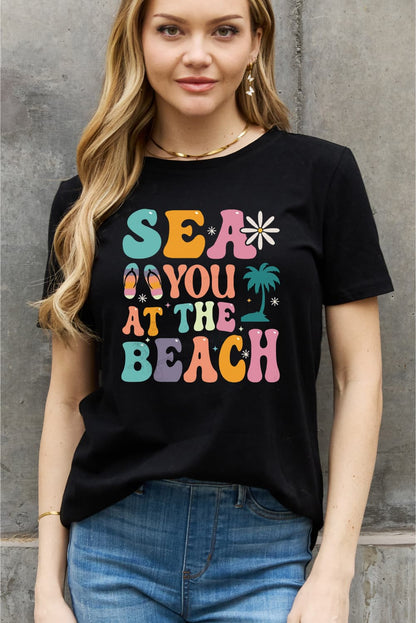 Simply Love Full Size SEA YOU AT THE BEACH Graphic Cotton Tee-Jewearrings