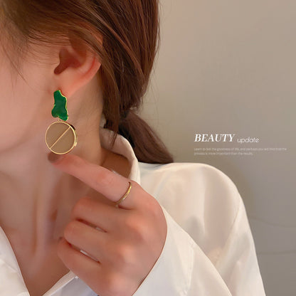 925 Silver Needle Korean Round Button Earrings Irregular Geometric Stud Earrings-Jewearrings