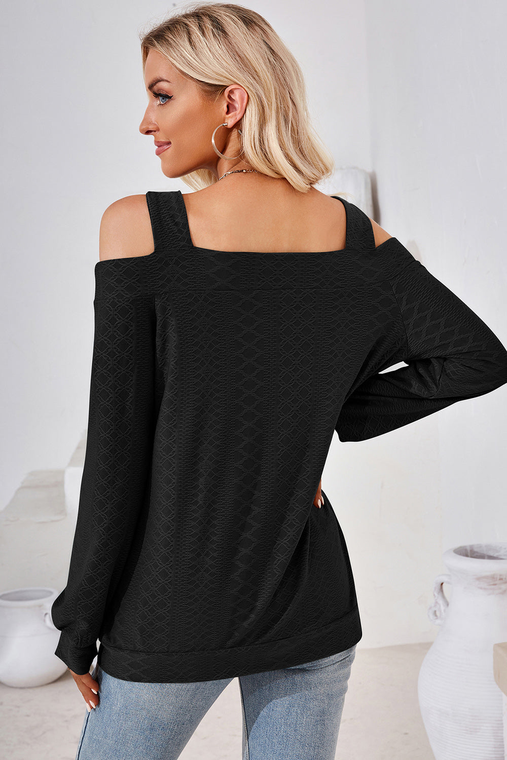 Cutout Square Neck Cold Shoulder T-Shirt-Jewearrings