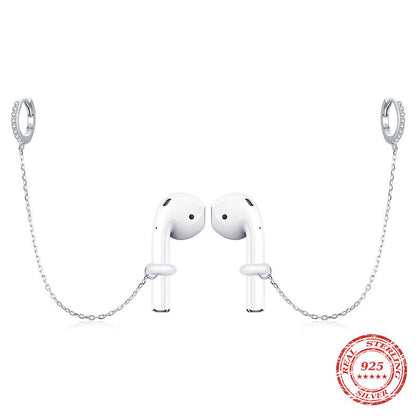 Ins Wind S925 Sterling Silver Earphones Anti-lost Chain Earrings-Jewearrings