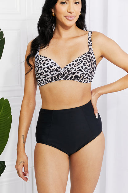 Marina West Swim Take A Dip Twist High-Rise Bikini in Leopard-Jewearrings