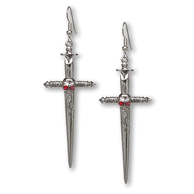 Gothic Vintage Cross Axe Earrings Exaggerated Halloween-Jewearrings