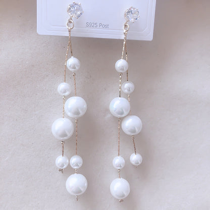 Super Fairy Pearl Tassel Earrings-Jewearrings