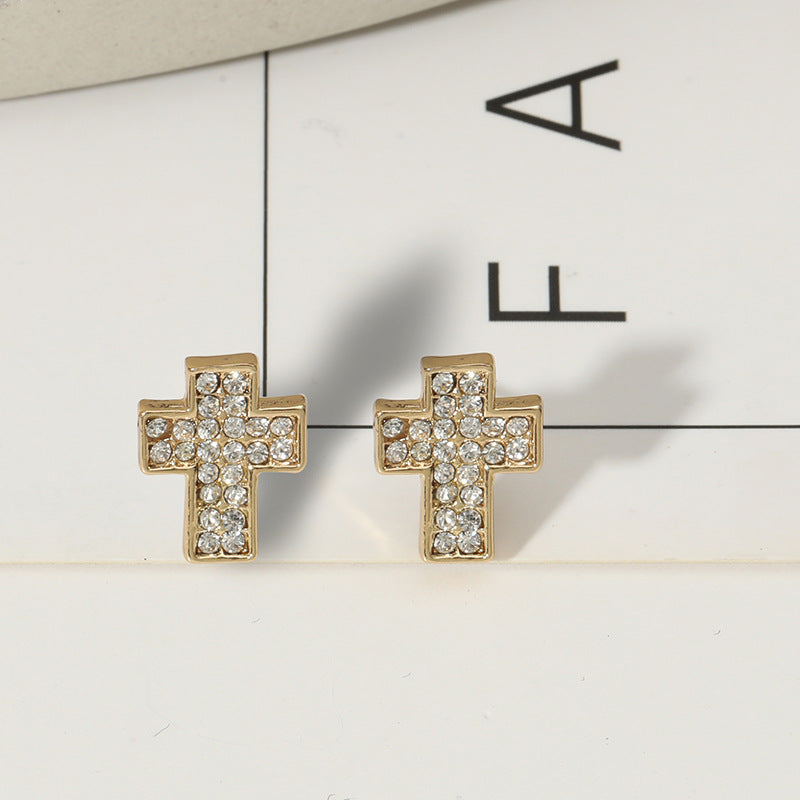 Silver Cross Gentleman's Stud Earrings Petite Mini-Jewearrings