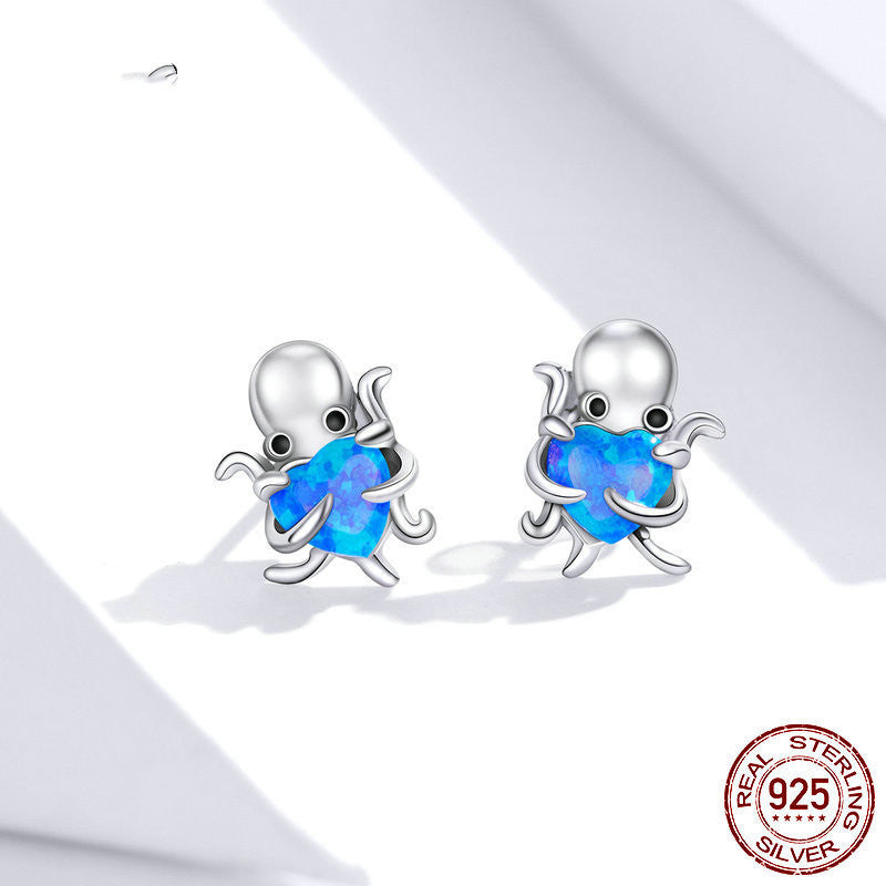 Octopus Earrings Opal Platinum Plated Fashion Girls Earrings-Jewearrings